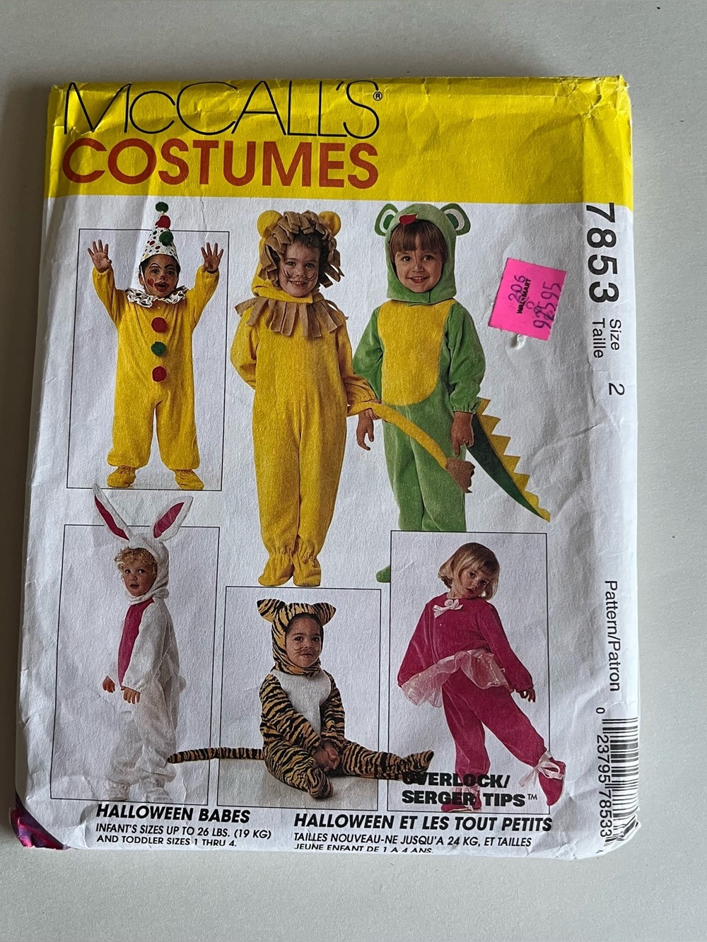 McCall's Costumes 7853 Halloween Babes Kids Lion Frog Bunny Clown Sewing Pattern